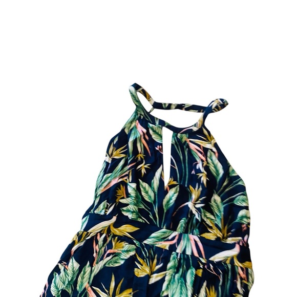 PROMESA Tropical Print Navy Background Boho Halter Style - Picture 6 of 9